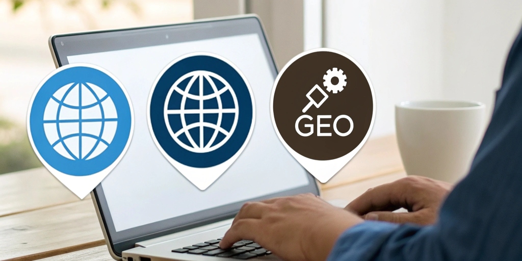 Illustration comparing SEO, AEO, and GEO optimization methods.