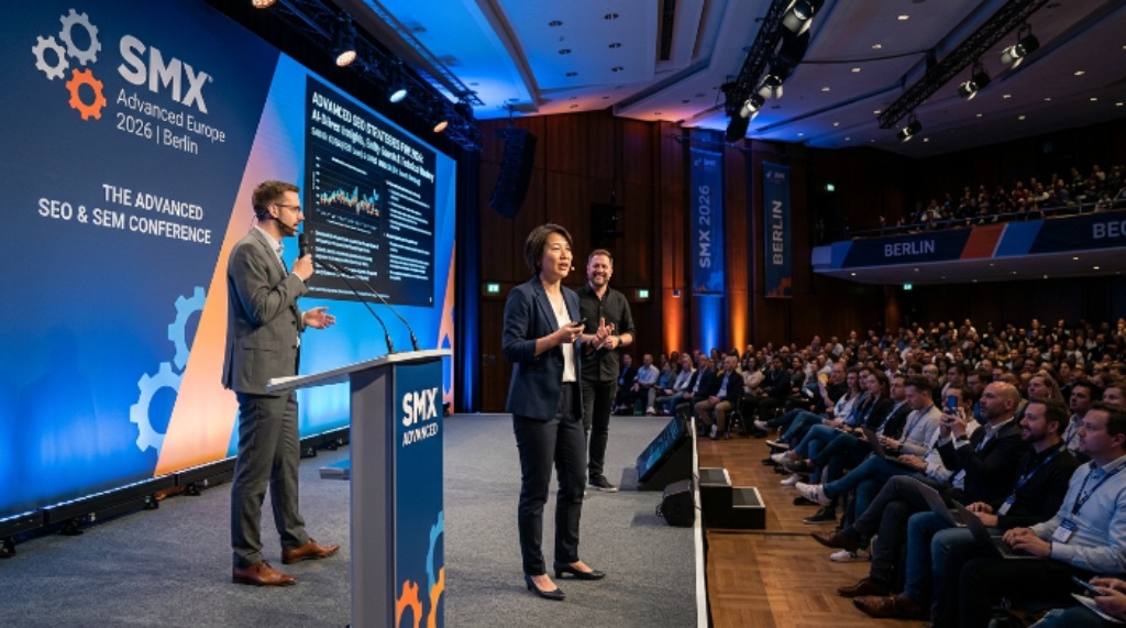 SMX Advanced Europe 2026-Complete Guide Speakers presenting advanced SEO strategies on stage at SMX Advanced Europe 2026