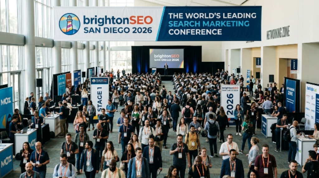 brightonSEO San Diego 2026-Complete Guide brightonSEO San Diego 2026 conference hall filled with marketing professionals