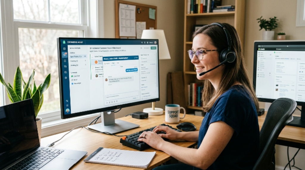 Virtual assistant handling customer service messages for an eCommerce store